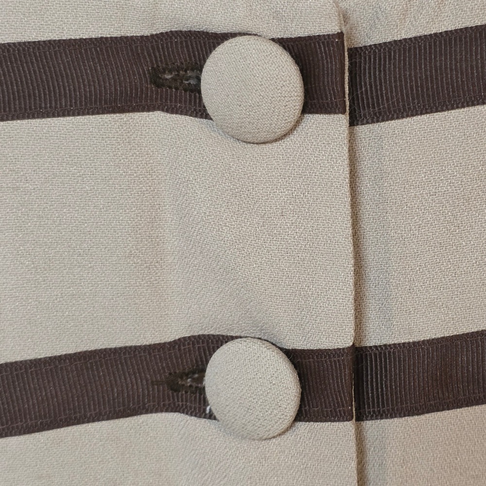 Vintage J.R.T. Newport News Beige Military Duster Coat Stripe Mandarin Collar 12 - Picture 3 of 10